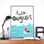 Hello August, summer, quotes, typography, children, digital, illustration, art print-1