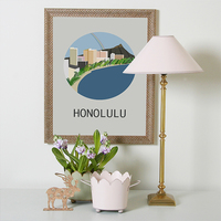 Honolulu, hawaii, waikiki, city art, digital, illustration, art print - Thumbnail 3