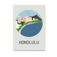 Honolulu, hawaii, waikiki, city art, digital, illustration, art print - Thumbnail 4