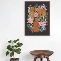 Leopard Jungle, animal, jungle, leopard, flower, floral, garden, digital, illustration, art print - Thumbnail 3