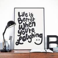 Life is better when you are laughing, quotes, typography, digital, illustration, art print - Thumbnail 1