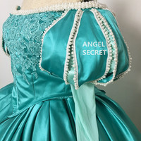 P395 Ariel mermaid Cosplay Costume Dress tailor made women princess green gown - Thumbnail 4