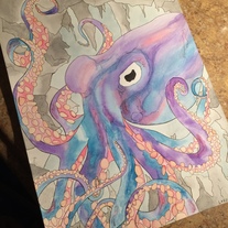 Commissioned Watercolor Octopus Poster