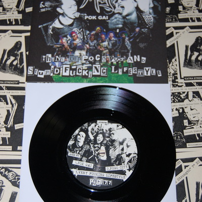 The erections / pok gai "think of pogo punk & stupid fucking lifestyle" split 7"