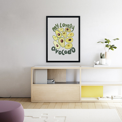 My Lovely Avocado, food, kitchen, quotes, typography, digital, illustration, art print