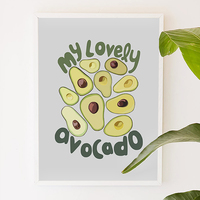 My Lovely Avocado, food, kitchen, quotes, typography, digital, illustration, art print - Thumbnail 1
