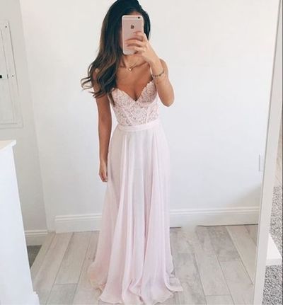 F01 Chiffon A-Line Prom Dress,Long Evening Dress,Lace Prom Dress ,Charming Prom Dress