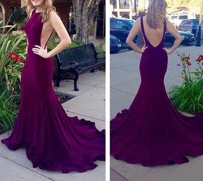 506 Charming Satin Mermaid Prom Dress,Long Evening Dress,Backless Prom Dress ,Mermaid Prom Dress