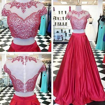 501 mermaid prom dress,long evening dress,beading prom dress ,two pieces prom dress
