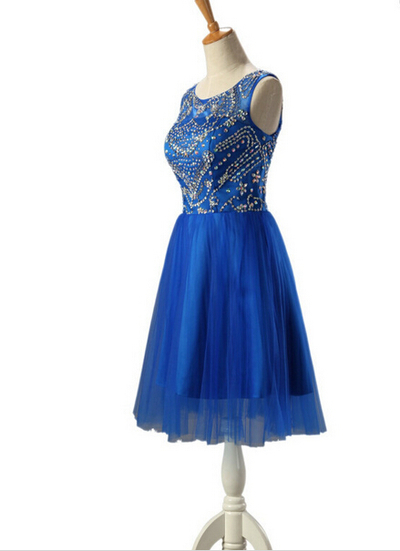 Beading A-Line Short Prom Dress,Homecoming Dress,Backless Graduation Dress F03