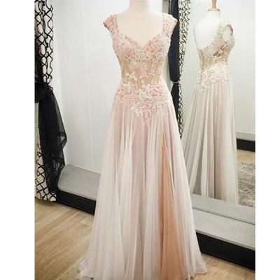 510 charming chiffon prom dress,appliques evening dress,noble prom dress ,a-line prom dress
