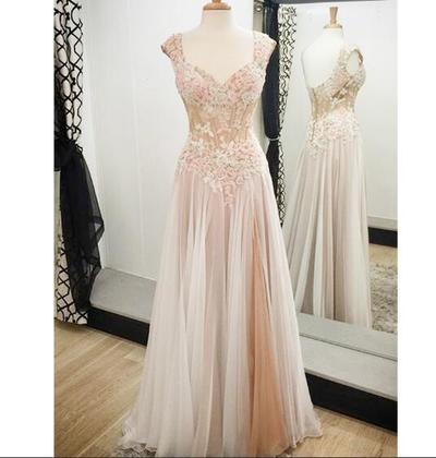 510 Charming Chiffon Prom Dress,Appliques Evening Dress,Noble Prom Dress ,A-Line Prom Dress