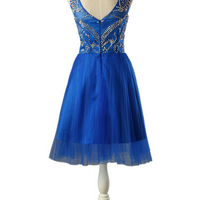 Beading A-Line Short Prom Dress,Homecoming Dress,Backless Graduation Dress F03 - Thumbnail 2