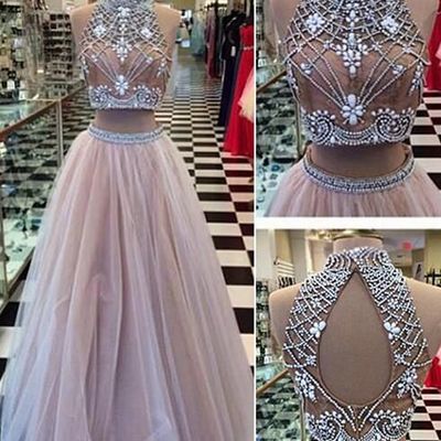 A-line beading prom dresses,modest evening dresses,high-neck party prom dresses,formal prom gowns z527