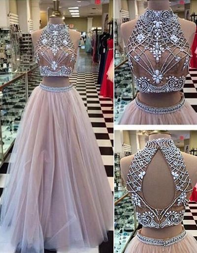 A-Line Beading Prom Dresses,Modest Evening Dresses,High-Neck Party Prom Dresses,Formal Prom Gowns Z527