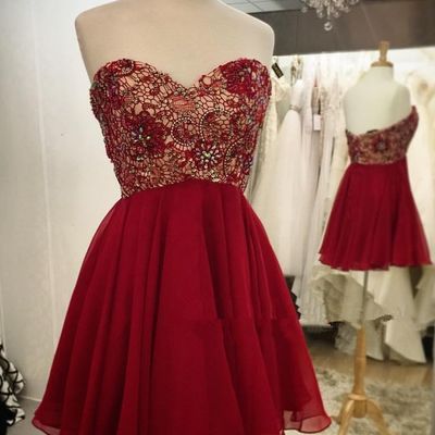 Sweetheart pretty lace a-line short prom dress,homecoming dress,graduation dress f16