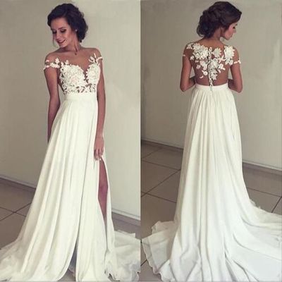 Wd09 lace simple charming wedding dresses,a-line long wedding dress custom made wedding gown,