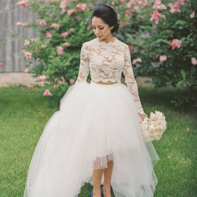 Wd11 two pieces lace charming wedding dresses,long wedding dress custom made wedding gown,