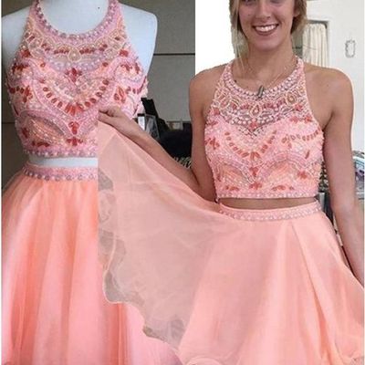 Two pieces beading short prom dress,homecoming dress,graduation dress f23