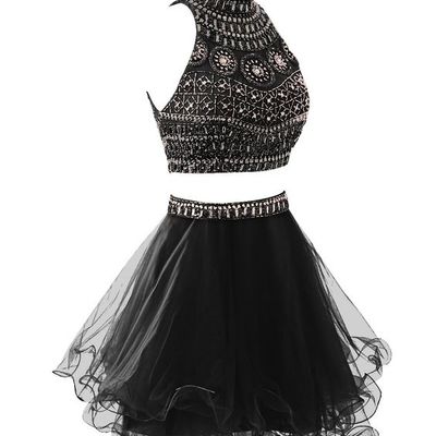 Two pieces beading short prom dress,homecoming dress,graduation dress,party dress f29