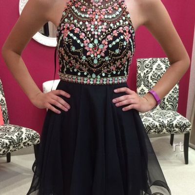 Halter beading short/mini prom dress,homecoming dress,graduation dress,party dress f42