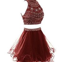 Two Pieces Beading Short Prom Dress,Homecoming Dress,Graduation Dress,Party Dress F29 - Thumbnail 1