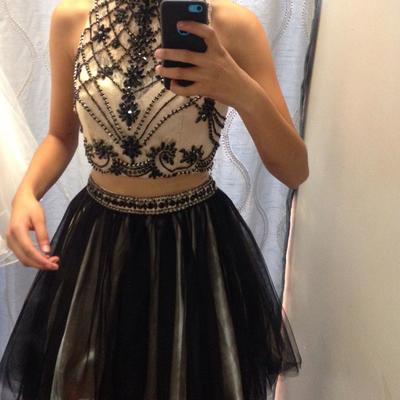 Two pieces beading short prom dress,homecoming dress,graduation dress,party dress f40