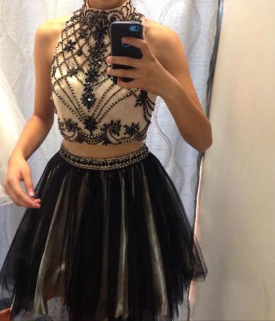 Two Pieces Beading Short Prom Dress,Homecoming Dress,Graduation Dress,Party Dress F40