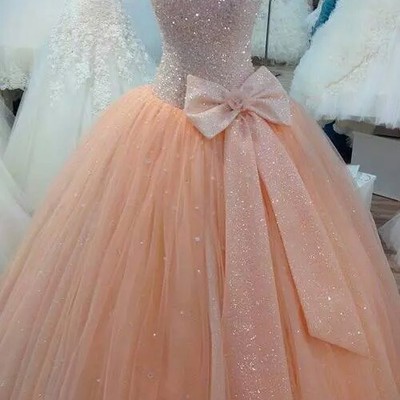 Ball gown spaghetti strap long tulle quinceanera dress/prom gown bg01