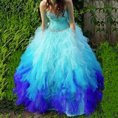 Sweetheart ball gown long tulle quinceanera dress/prom gown bg02