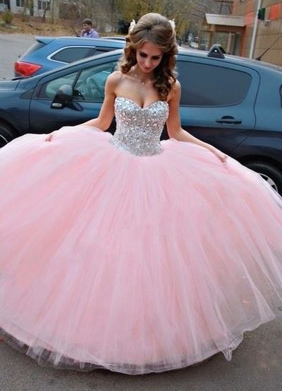 Charming Beading Sweetheart Ball Gown Long Tulle Quinceanera Dress/Prom Gown/Prom Dress BG05