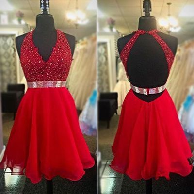 V-neck a-line short/mini prom dress,homecoming dress,graduation dress,party dress f52