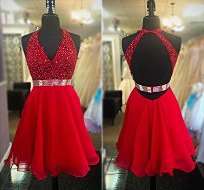 V-Neck A-Line Short/Mini Prom Dress,Homecoming Dress,Graduation Dress,Party Dress F52