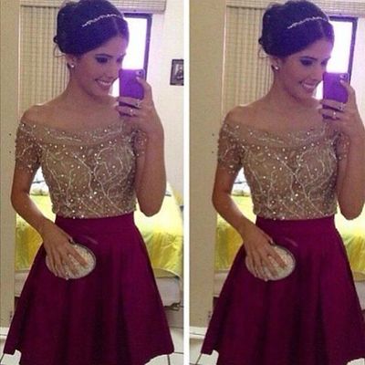 Off the shoulder a-line short/mini prom dress,homecoming dress,graduation dress,party dress f53
