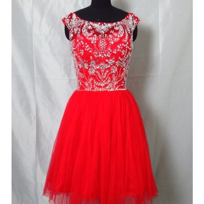 Red beading a-line short/mini prom dress,homecoming dress,graduation dress,party dress f58