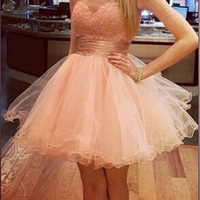 Beading Real Made Lace A-Line Short/Mini Prom Dress,Homecoming Dress,Graduation Dress,Party Dress F61 - Thumbnail 1