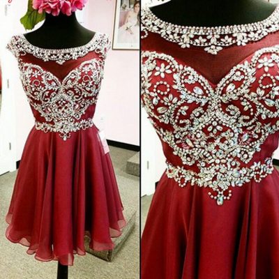 Burgundy beading real made lace a-line short/mini prom dress,homecoming dress,graduation dress,party dress f62