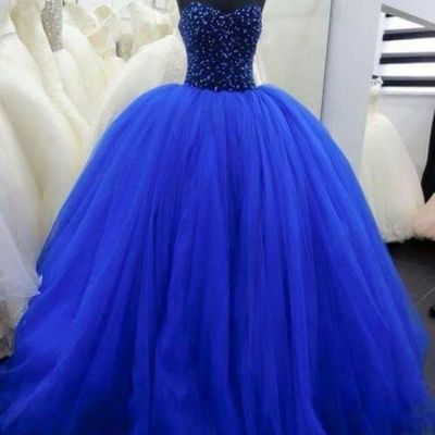 Royal blue sweetheart lace-up long prom dress/prom gown/evening dress bg21