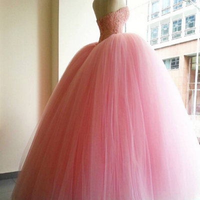 Pink beading sweetheart lace-up long prom dress/prom gown/evening dress bg26