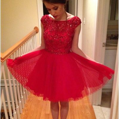 Red pretty beading real made a-line short/mini prom dress,homecoming dress,graduation dress,party dress f67