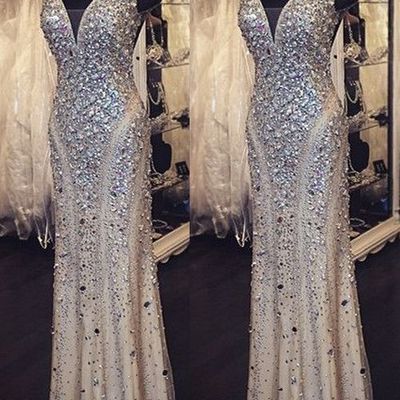 V-neck beading charming real made prom dresses,evening gowns,evening dress,bg38