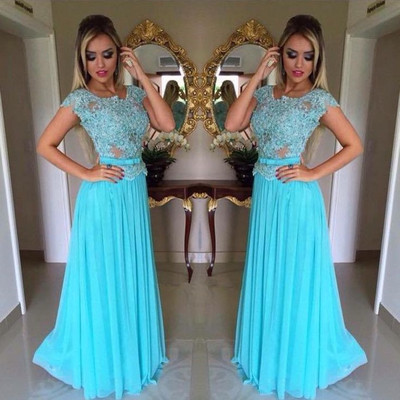 New Arrival Blue Chiffon Appliques Long Prom Dresses,Evening Gowns,Evening Dress,BG50