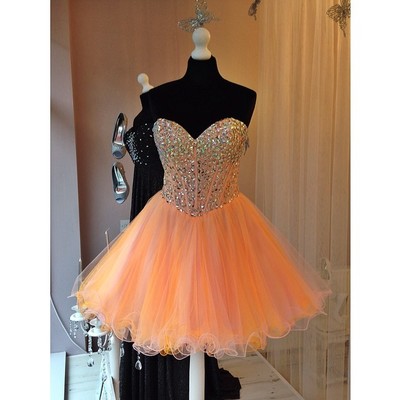 Orange pretty beading real made a-line short/mini prom dress,homecoming dress,graduation dress,party dress f76
