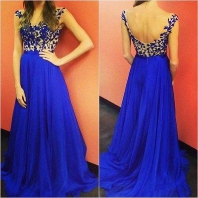 Royal blue appliques long prom dress,colorized evening dress ,ball gown prom dresses,bg60