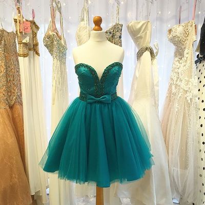 Simple tulle beading real made a-line short/mini prom dress,homecoming dress,graduation dress,party dress f77