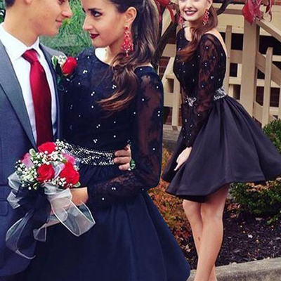 Dark navy backless short prom dresses,cocktail dress,homecoming dress,graduation dress,party dress f82