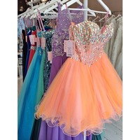Orange Pretty Beading Real Made A-Line Short/Mini Prom Dress,Homecoming Dress,Graduation Dress,Party Dress F76 - Thumbnail 1