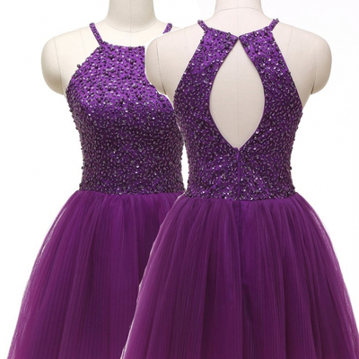Halter beading backless short prom dresses,cocktail dress,homecoming dress,graduation dress,party dress f80