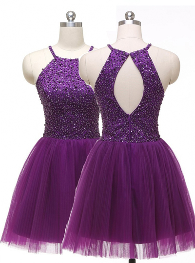 Halter Beading Backless Short Prom Dresses,Cocktail Dress,Homecoming Dress,Graduation Dress,Party Dress F80