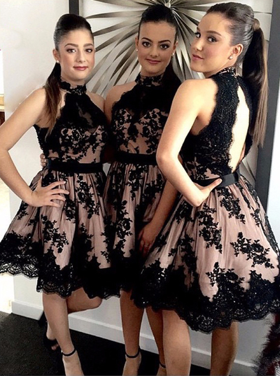 Appliques Halter Short Prom Dresses,Cocktail Dress,Homecoming Dress,Graduation Dress,Party Dress F81